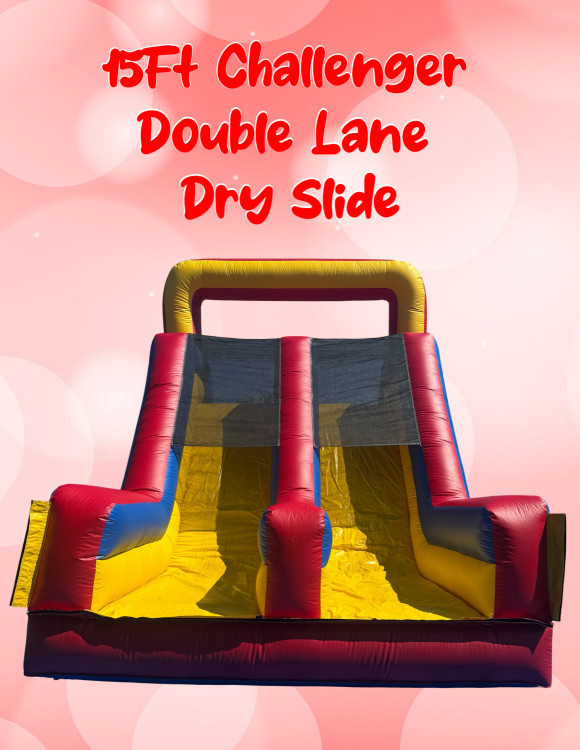15FT Challenger Double Dry Slide Obstacle Course